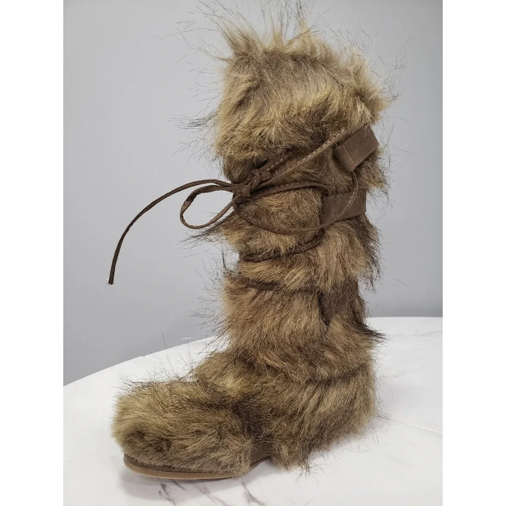 NEW NO BOX SIZE 12 Joyfolie FAUX WOLF FUR BOOTS tall girls toddler fall